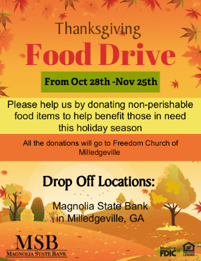 Food Drive - Milledgeville Branches 2024